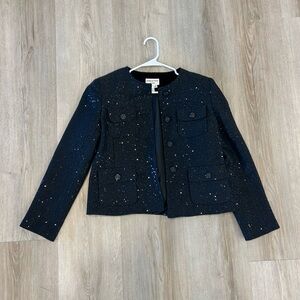 Vintage Elegant Black Sequin Jacket